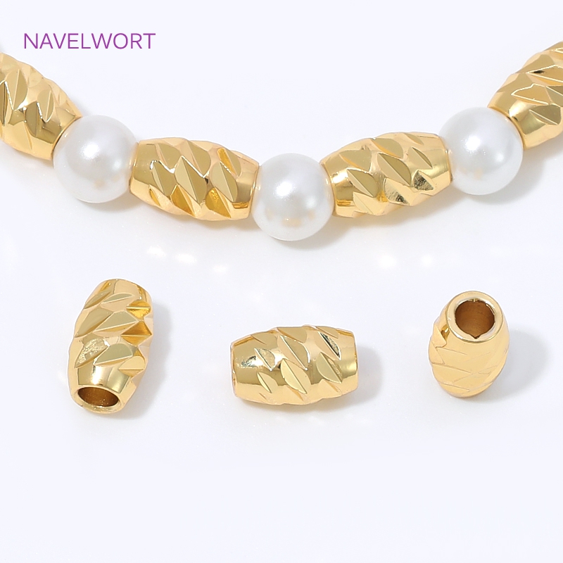 Embroidery Craft - Brass 4/6mm Stripe Spacer Beads 18K
