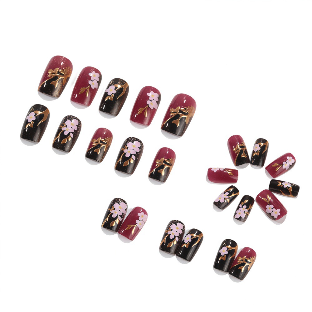 3D golden plated fake nails Me - Embroidery Embellishments ulasan dan harga
