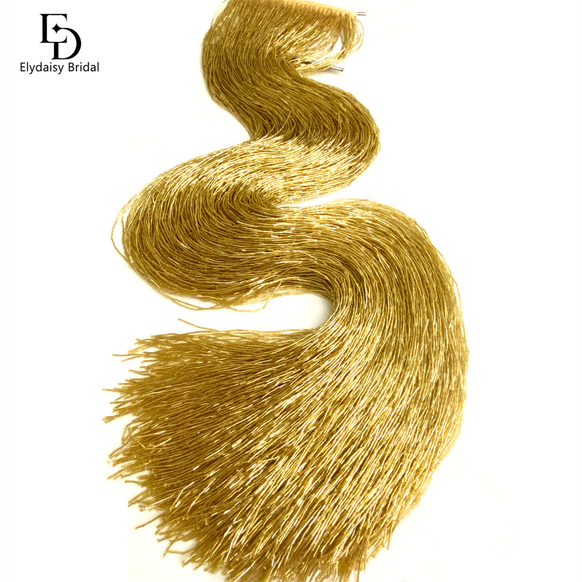ELYDAISY 1Meter Length Champag - Beaded Trim Fringe ulasan dan harga