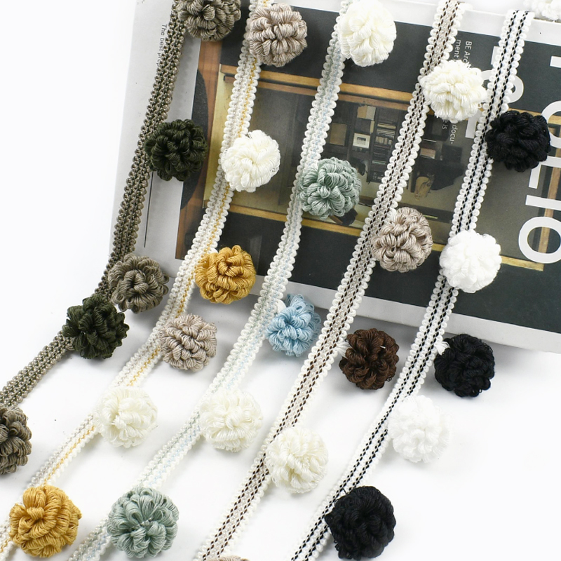 1-4Meters Color Ball Tassel Tr - Beaded Trim Fringe ulasan dan harga