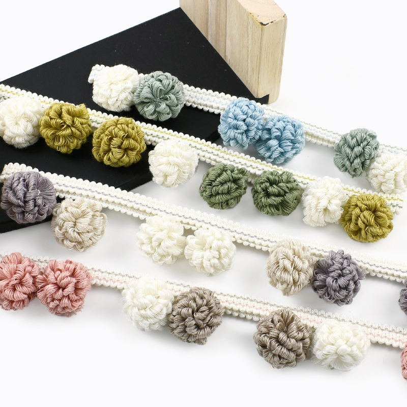 1-4Meters Color Ball Tassel Tr - Beaded Trim Fringe ulasan dan harga