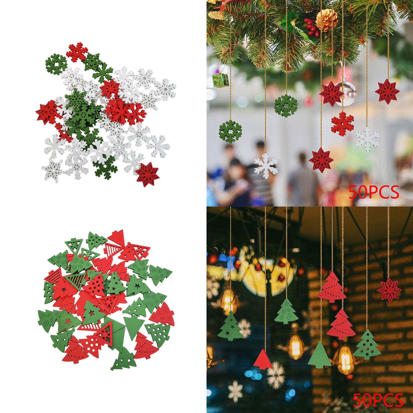 50 Pieces Wooden Christmas Emb - Christmas Craft Embellishment ulasan dan harga